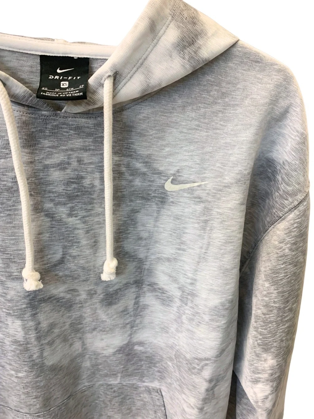 Nike Gray White Tie Dye Print Hoodie Sweatshirt Pullover Hoodie Sporty Active